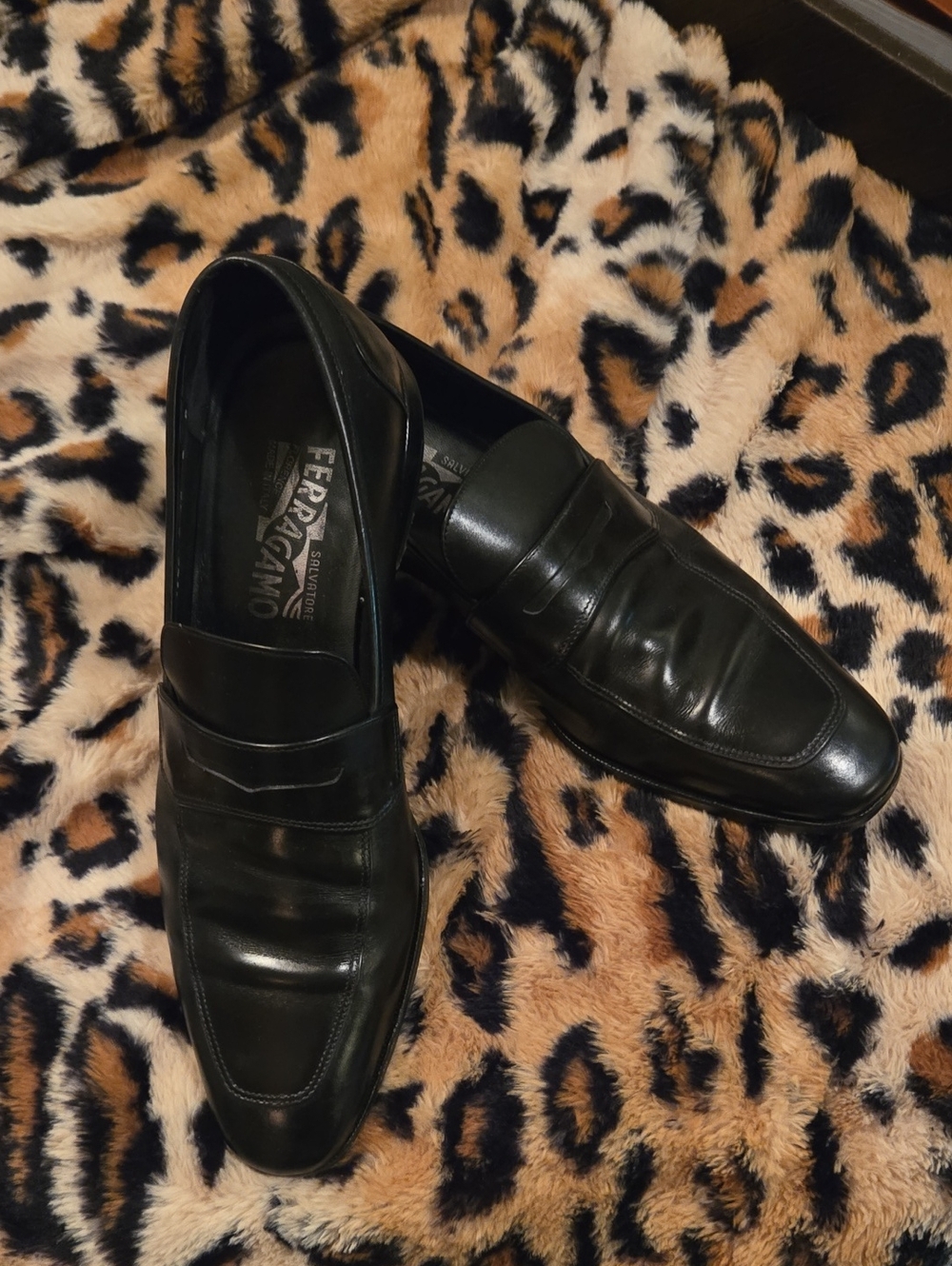 Classic Salvatore Ferragamo Black Leather Penny Loafers